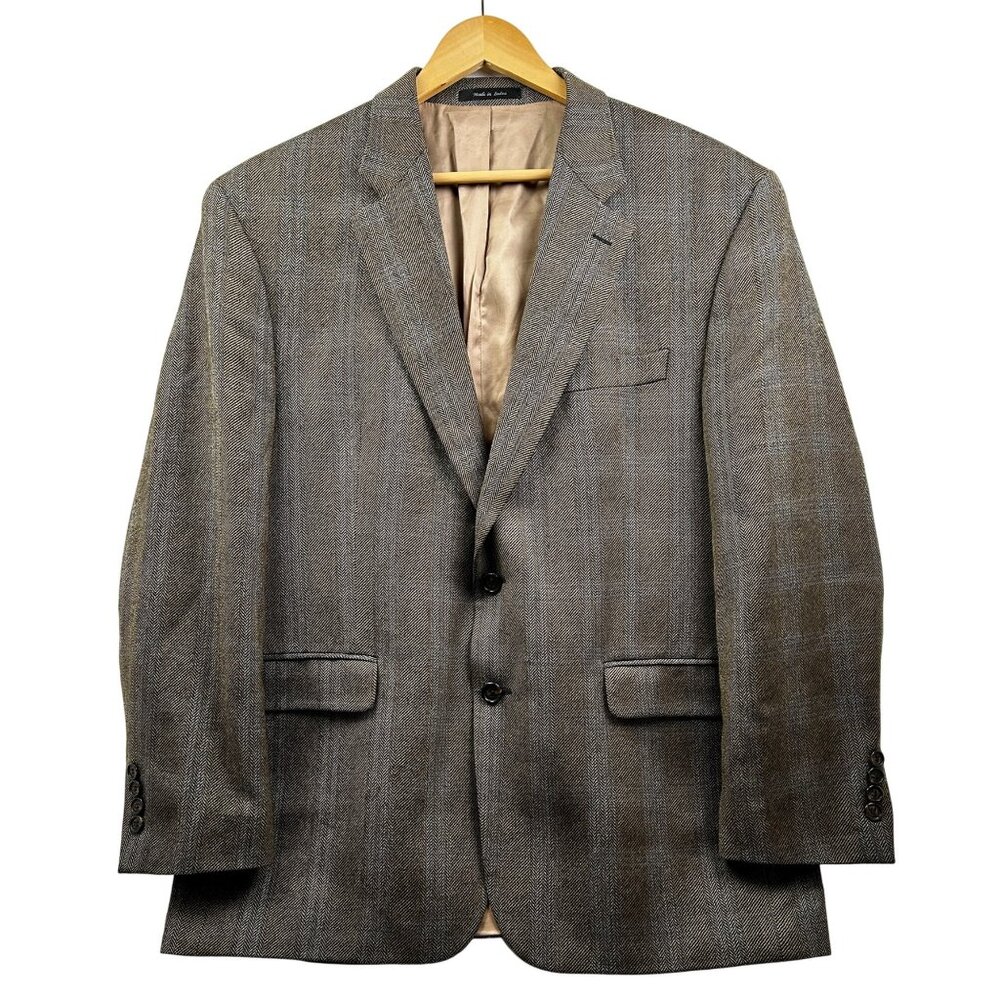 Lauren Ralph Lauren Blazer Mens 44R Brown Herringbone Wool Sport Coat Ivy League